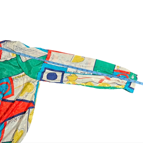 Vintage Ridge T Women's Blouse Long Sleeve Shirt Padded Shoulders Collared 90s - Picture 9 of 9